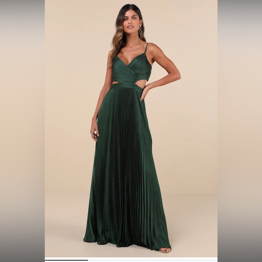 Lulus Emerald Pleated Maxi Dress
